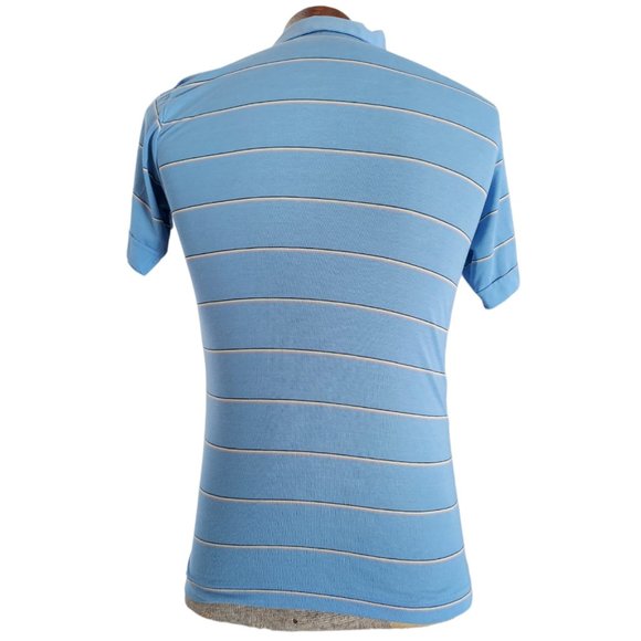 VTG PAULY & FORBES Men's Horizontal Striped Jersey Knit Polo Shirt Size Small - Picture 2 of 8
